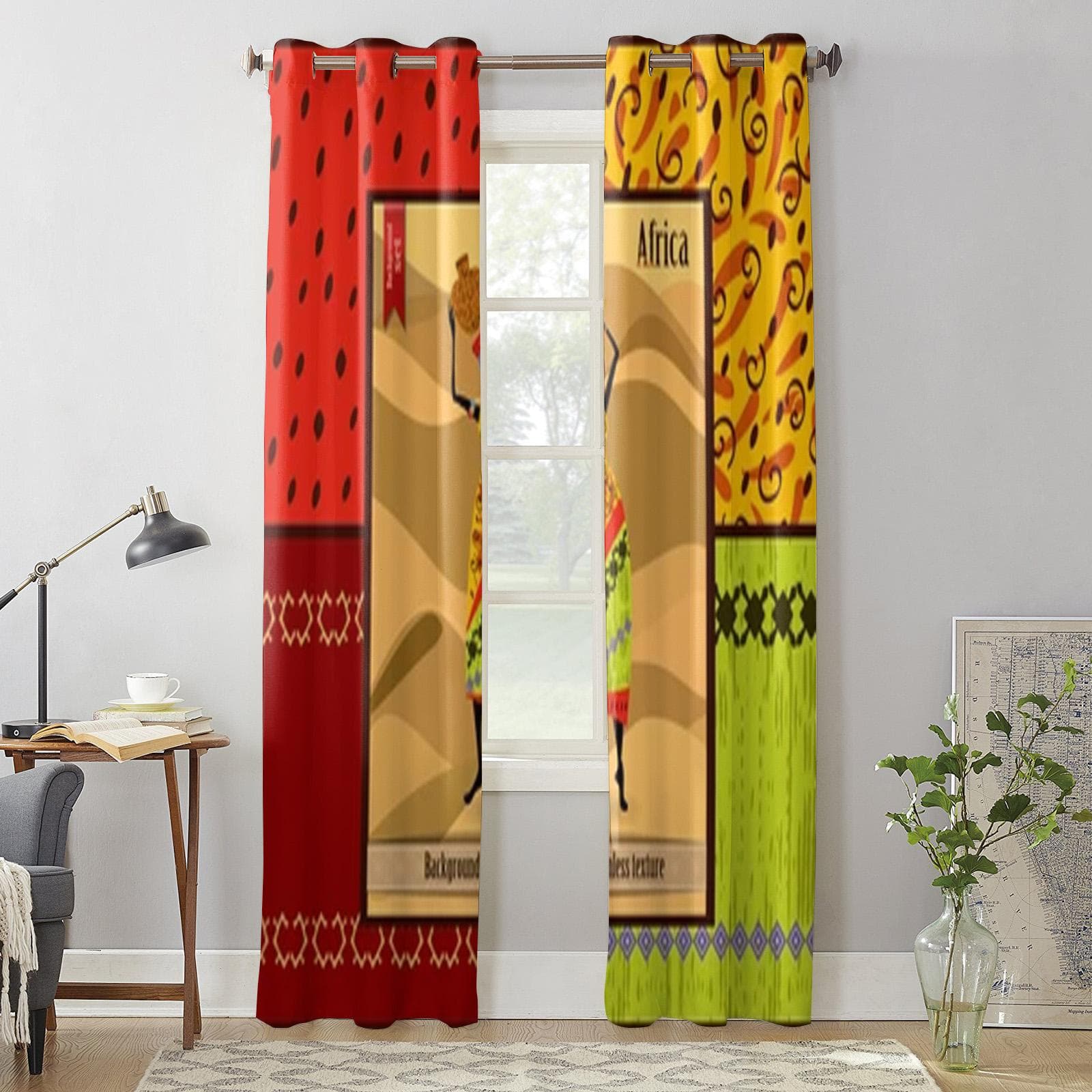 African Woman Window Curtains For Living Room Bedroom Luxury Modern Kitchen Curtains Fabric Drapes 135W x 60H(cm) x1