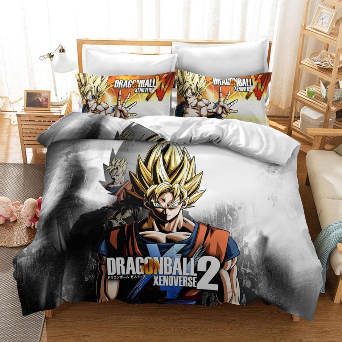 Anime 3D Dragon-Ball Duvet Cover,Anime Dragon-Ball Bedding Set,Duvet Comforter Quilt Cover Set Super Saiyan Bedding Set 135x200cm 2pcs
