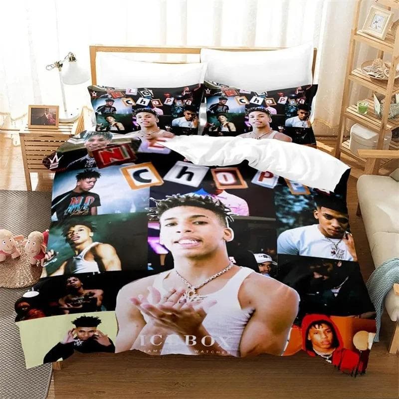 3D NLE Choppa Rapper Bedding Set,Duvet Cover Comforter Bed Set Quilt Cover Pillowcase,King Queen Twin Size Boys Girls Adults 70x133cm 2pcs