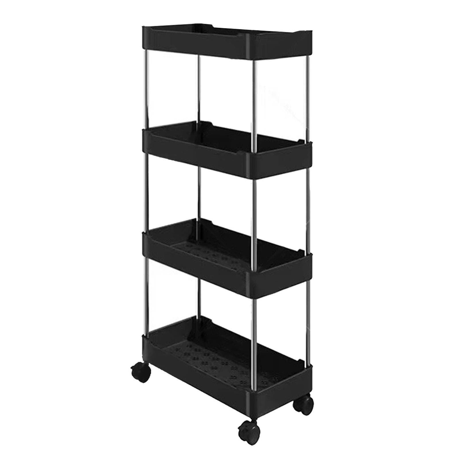 Slim Storage Cart Bathroom Organizer Mobile Shelving Unit Rolling Utility Cart with Wheels for black