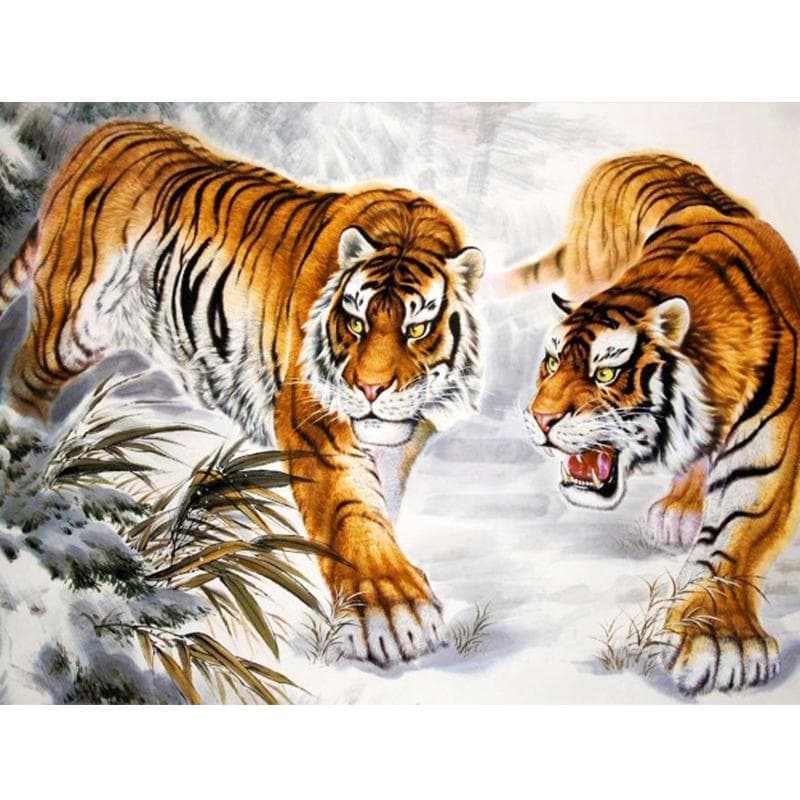 DIY 5D Diamond Painting Tiger Full Round Mosaic Diamond Embroidery Rhinestone Picture Decor Home 20X30CM