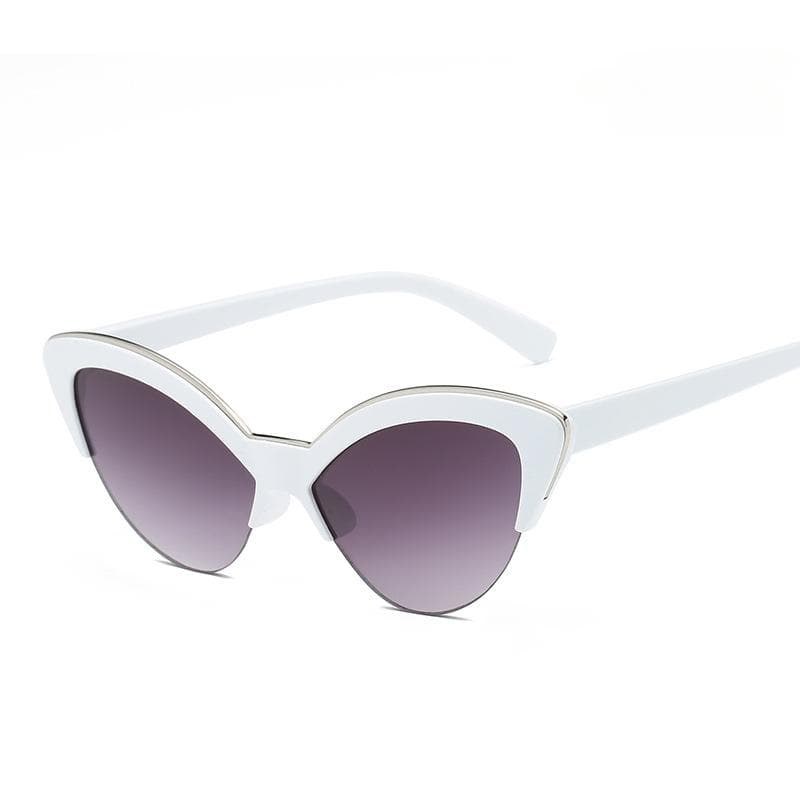 Vintage White Cat Eye Sun Glasses for Women Vintage New Fashion Small Half Frame Eyewear Trending Travel Sexy Woman Sunglasses picture color