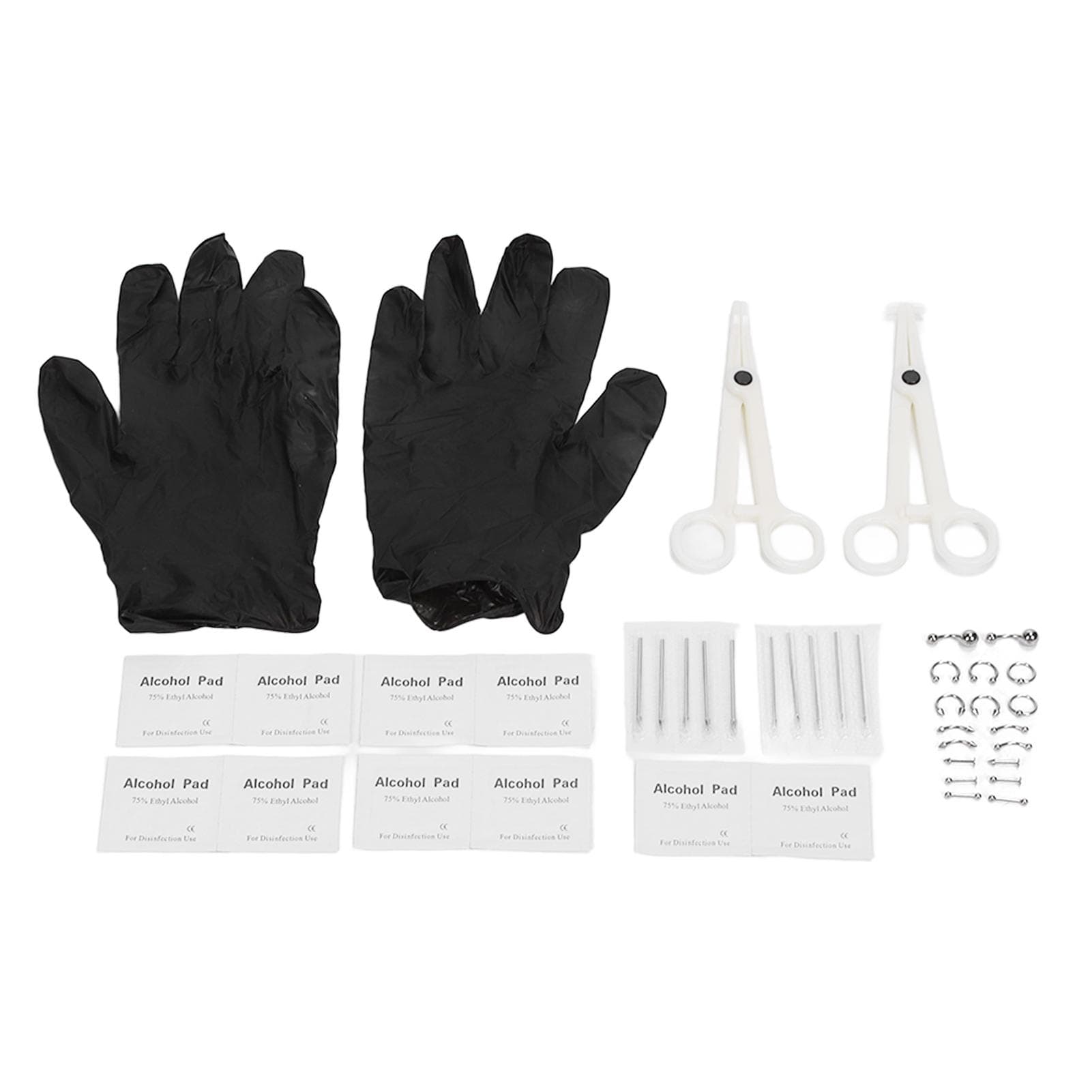 42pcs Body Piercing Kit Stainless Steel Different Shapes Needles Piercing Clamps for Ears Navel