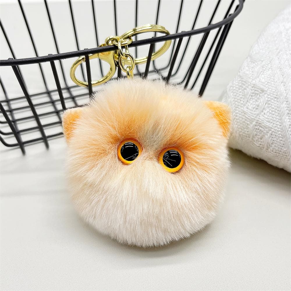 Cute Plush Cat Keychain Cartoon Doll Toy Pendant Keyring For Women Girls Bag Ornament Car Key Chain Children Gifts orange