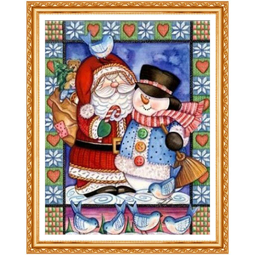 Diamond Santa Claus Painting Christmas DIY Full Round Drill Cartoon Snowman Picture of Rhinestone 20X30CM