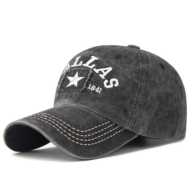 Spring New Patch Embroidery Number 1841 Baseball Cap Men's Women's Cross-Border Wash Faded Distressed Hat Adjustable black