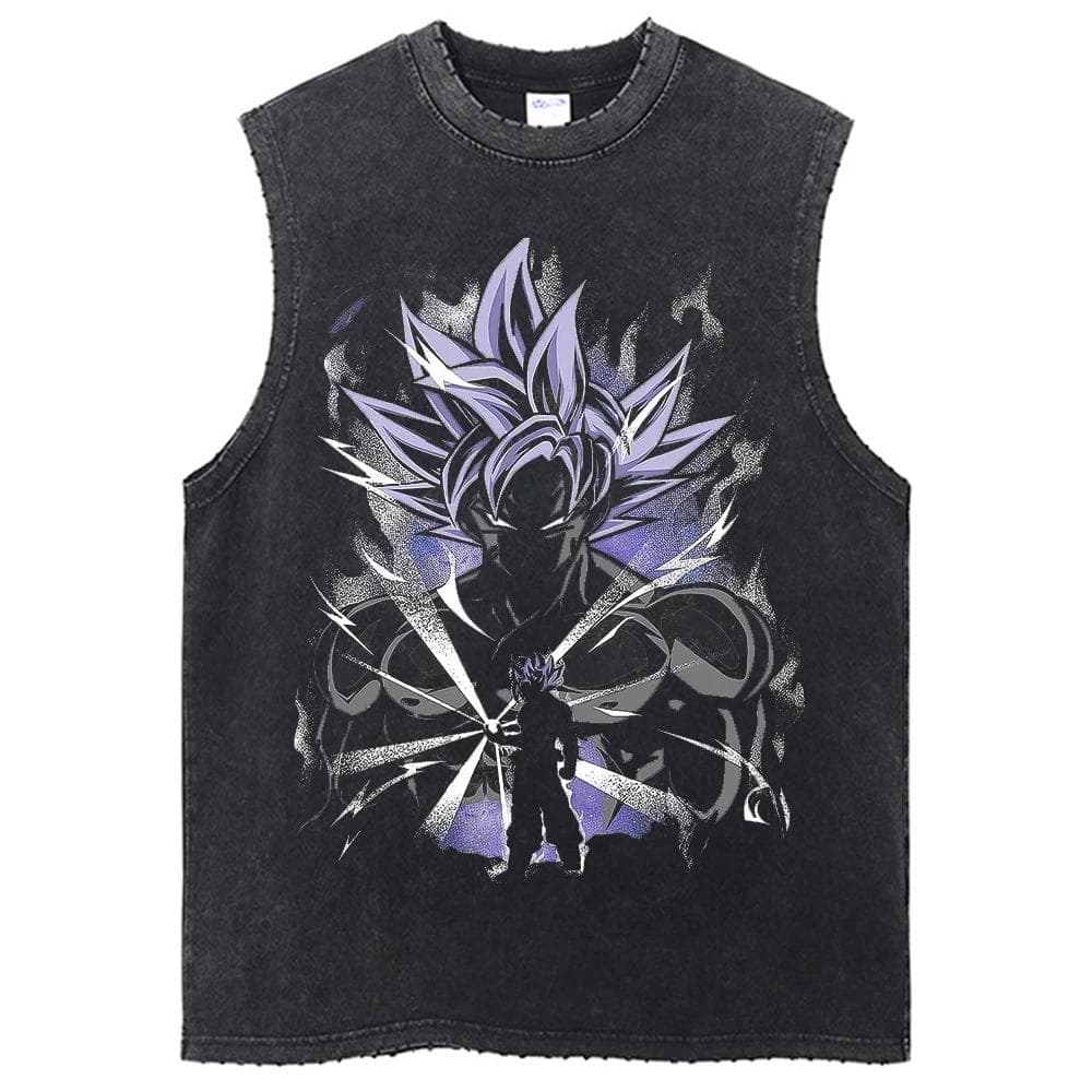 Dragon Ball Z T-shirts Harajuku Hip Hop Fashion Vintage Washed Anime Man Tops Tees Retro Manga Oversize Sleeveless Vest 2XL