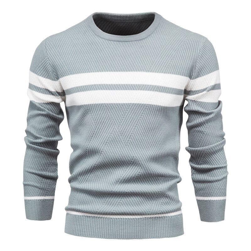 Usegiraffe Spring Autumn Casual Sweater Men's Pullover Sweater Slim Men's Sweater Fashion Trend Simple Men's Sweater Long Sleeve Warm L blue