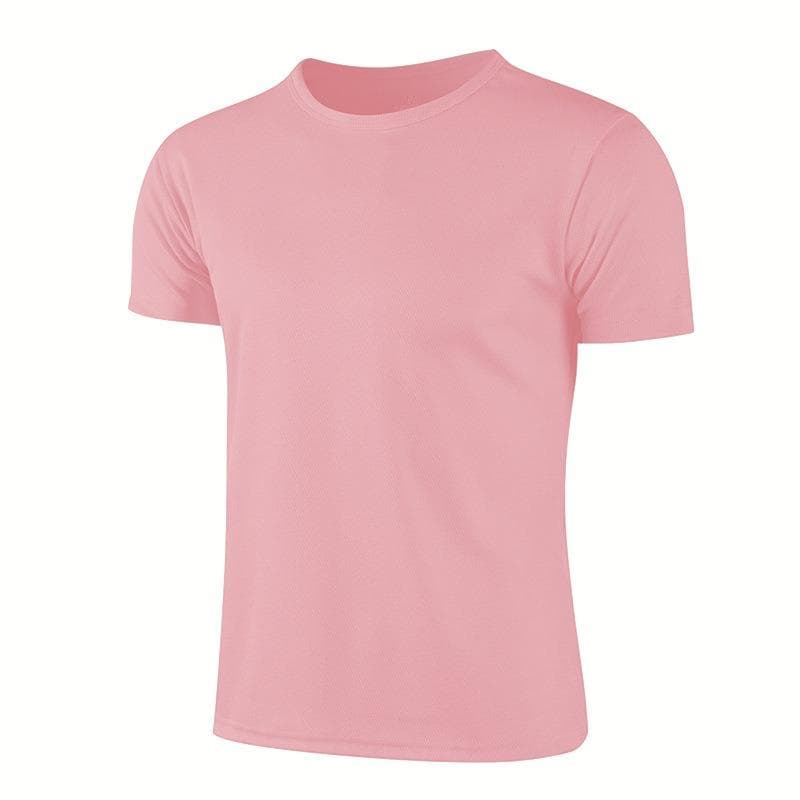 Summer Round Neck T-shirt Quick Dry Clothes Work Clothes Short-sleeved T-shirt L pink