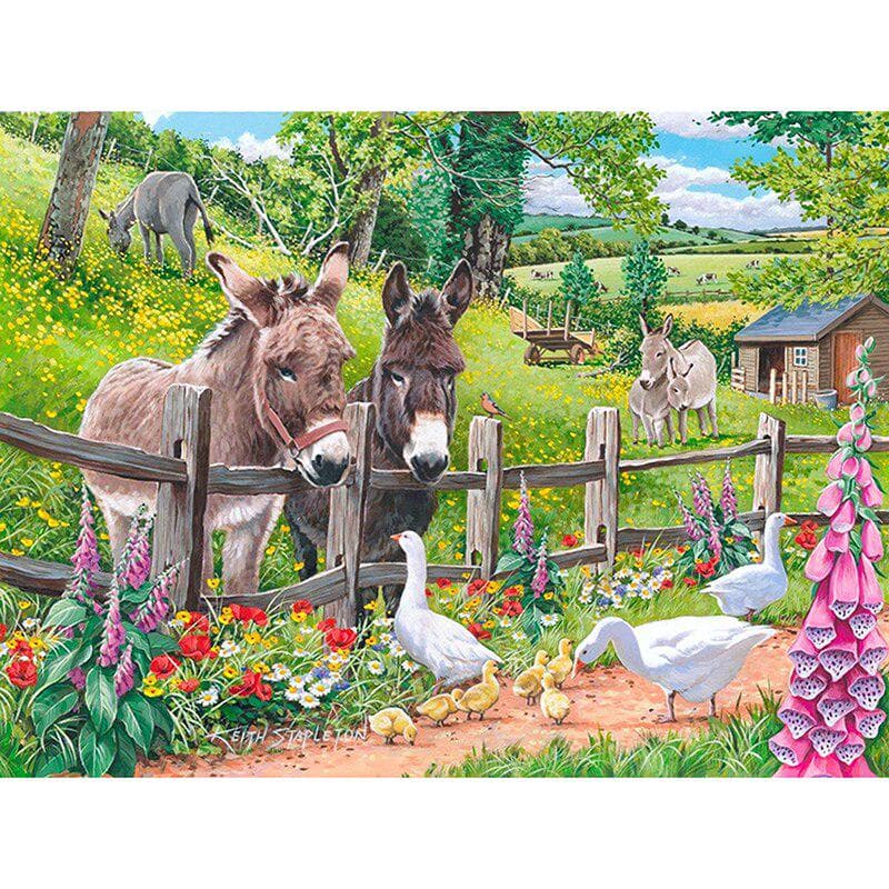 Diamond Embroidery Painting Donkey & Ducks Cross Stitch Diamond Picture of Rhinestones Home Decor 20X30CM