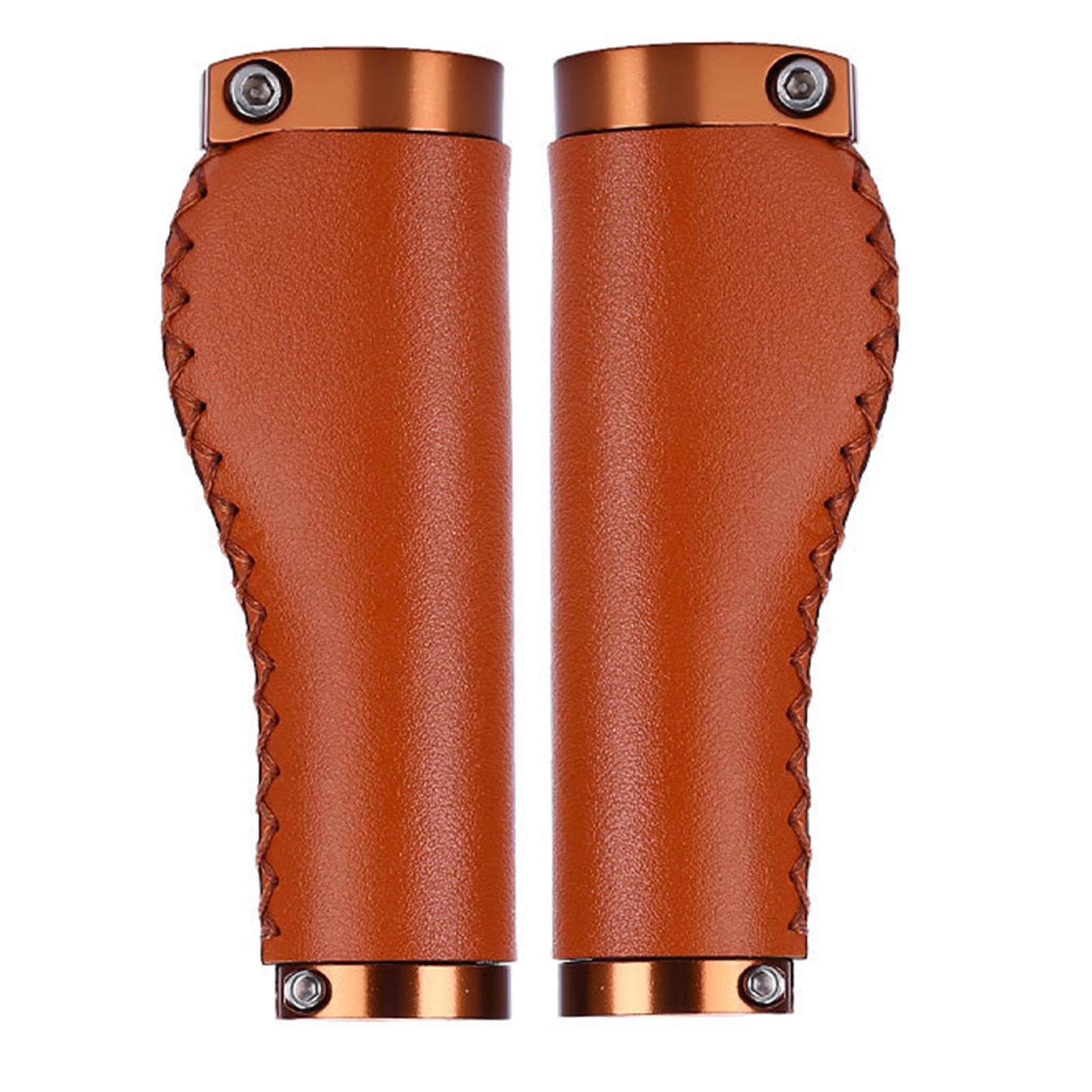 1 Pair Leather Bike Handlebar Grips Lockable Shock Absorbing Prevent Slip Retro PU Leather Bike