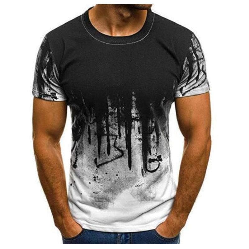Men's 3D Camouflage Large Size Short-Sleeve Casual T-Shirt M white
