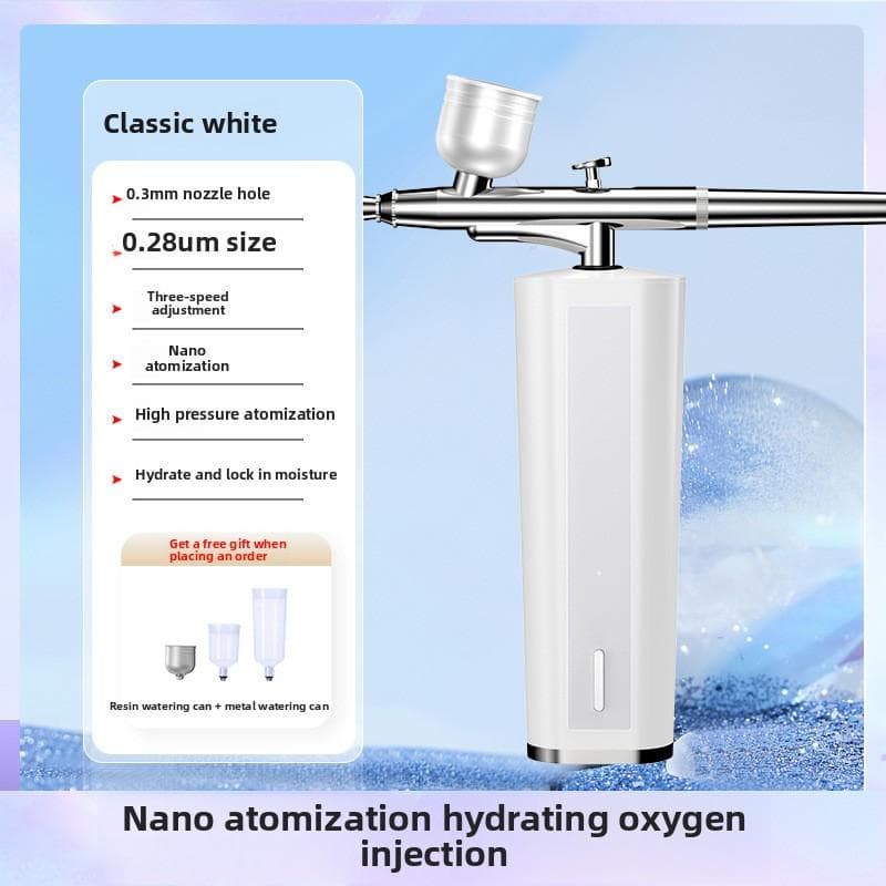 Oxygen Injection Hydration Instrument Introducer, Face Steamer, High Pressure Handheld Nano Spray, Facial Beauty Household Oxygen Injection Instrument English