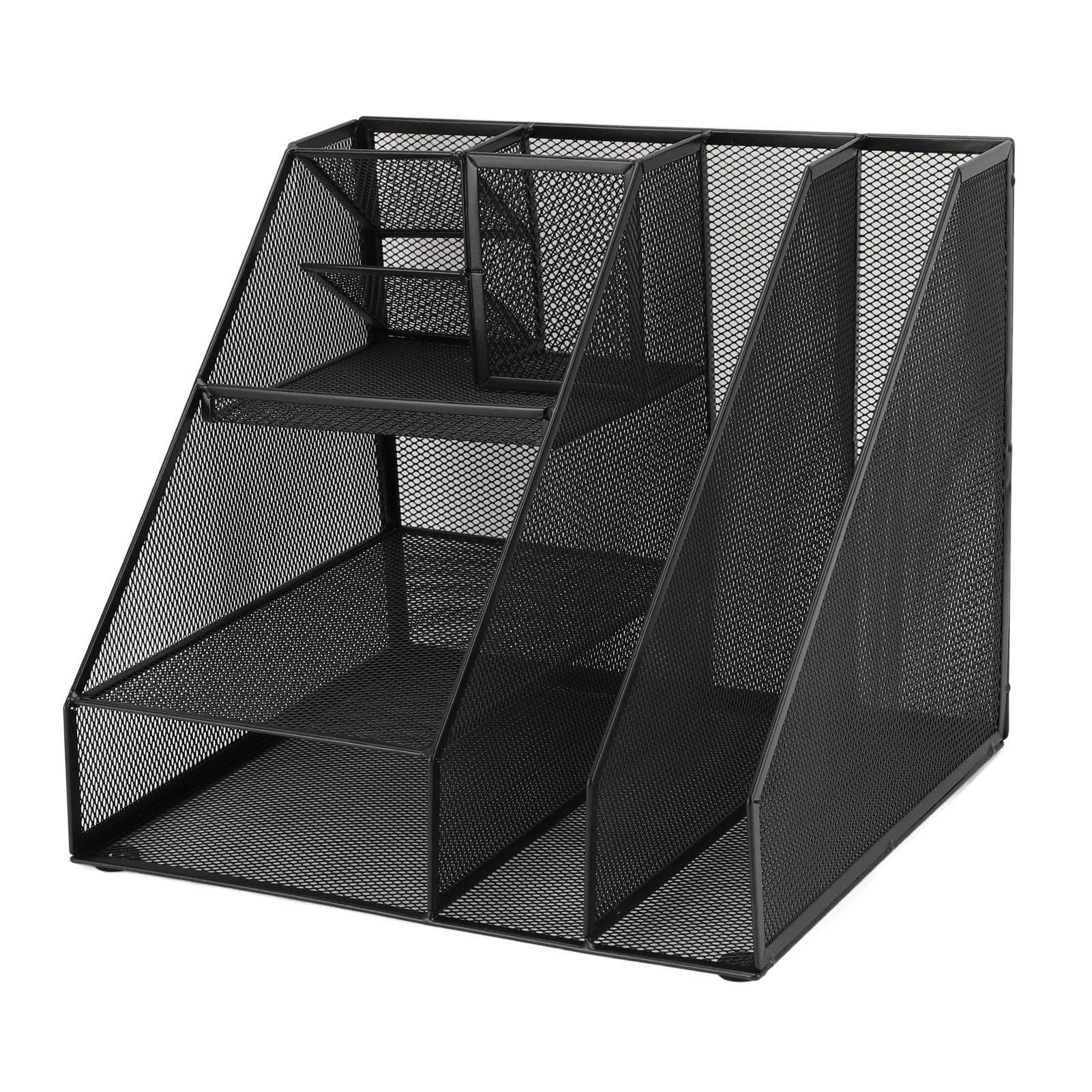 Metal Mesh Desktop Organizer Black Iron Multifunctional Office Supplies Organizer with Pen Holder
