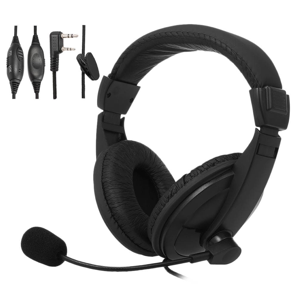 PTT VOX Earpiece with Microphone Walkie Talkie Headset Over Ear Radio Headphones Noise Reduction K Plug