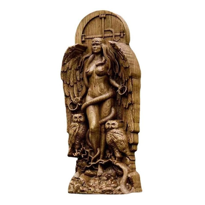 Ancient Wiccan Goddess Statue,Altar Sculpture,Greek Goddess Statue Mythology Mother Earth Gaia Figurines For Pagan Home brown