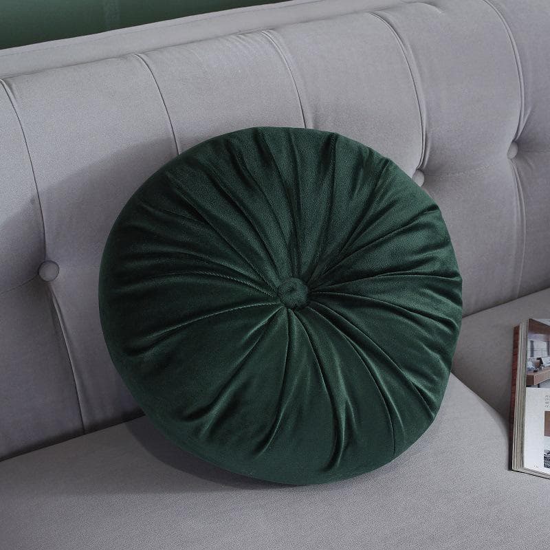 Round Pumpkin Velvet Cushion - Plush Solid Color Waist Support Pillow Diameter 35cm