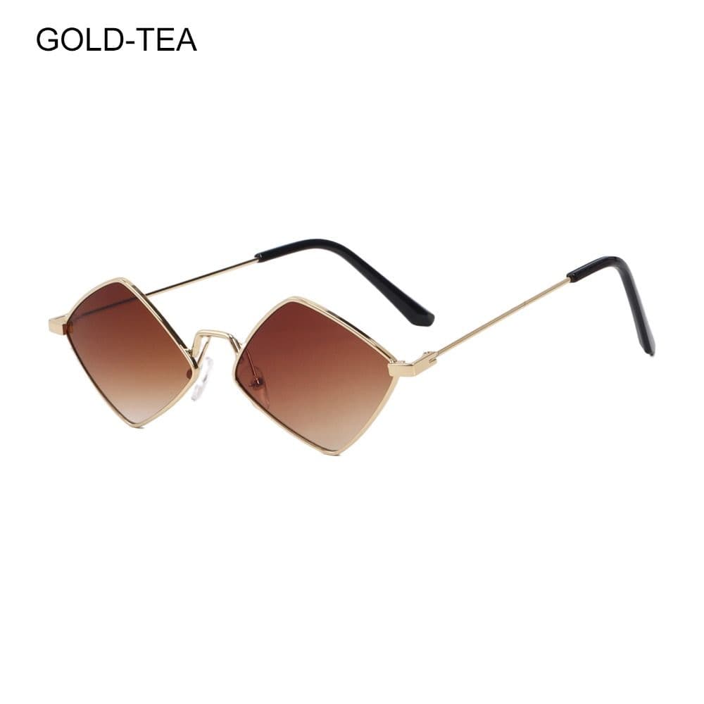 Retro Diamond Shaped Sunglasses Fashion Metal Irregular Sunshades Eyewear Male Female Colorful Lens Sun Spectacles