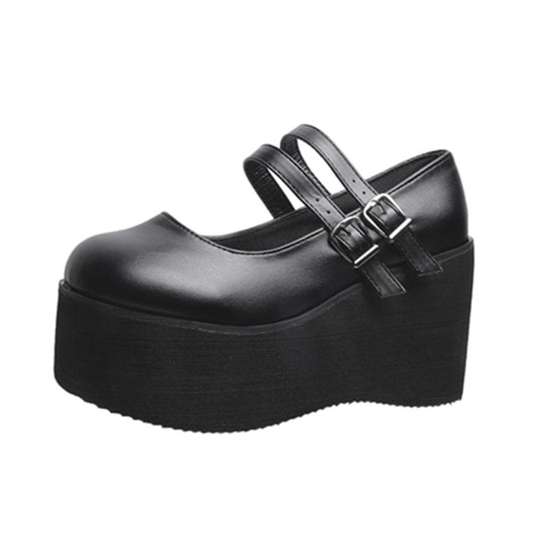 Summer 2022 Retro Patent Leather Mary Jane Shoes - Round Toe, Size 43, Platform Wedge Heel, Shallow Mouth EU 43