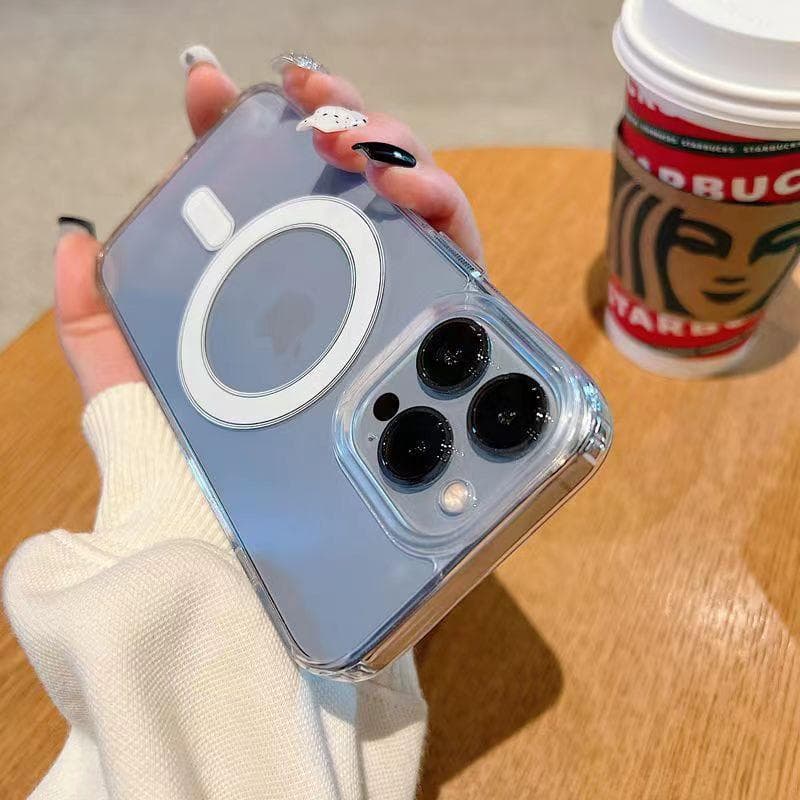 Official Transparent Magnetic Suction Suitable for IPhone16pro Mobile Phone Case MagSafe Wireless Charging Apple 15 Hard Shell Jacket iPhone7P/8P universal