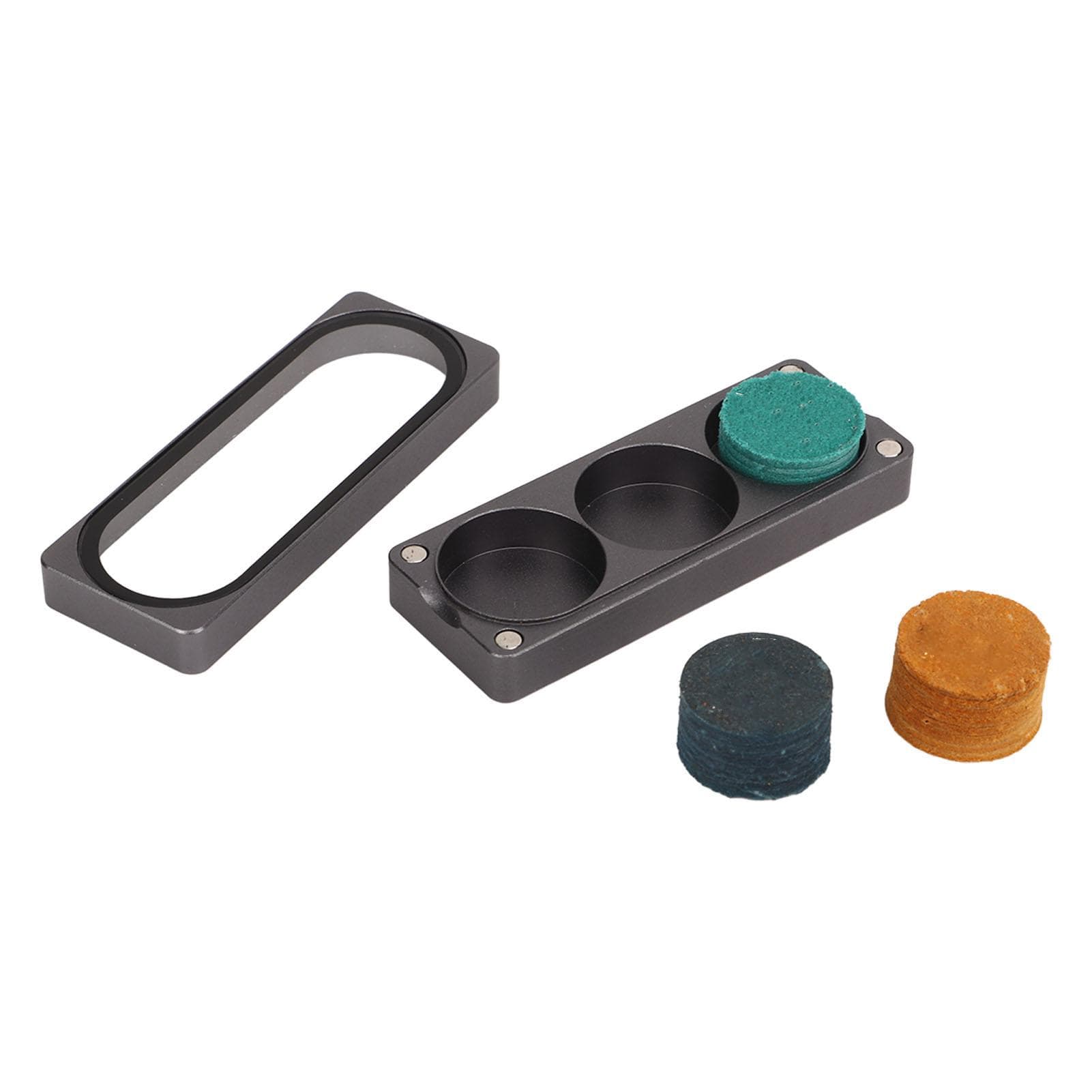 3PCS Pool Cue Tips Replacement Billiard Stick Cue Tip with 3 Hole Gray Rectangular Storage Box for