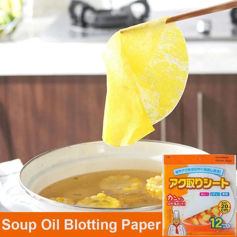 48 Sheets Food Grade Oil Absorbing Sheets, Kitchen Oil Blotting Paper for Cooking, Frying & Soup Skimming