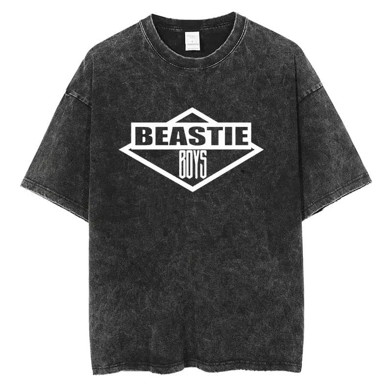 Vintage Camiseta Men's Women Beastie Boys Washed T-Shirt American Group Harajuku Short Sleeve Tee Streetwear Top S