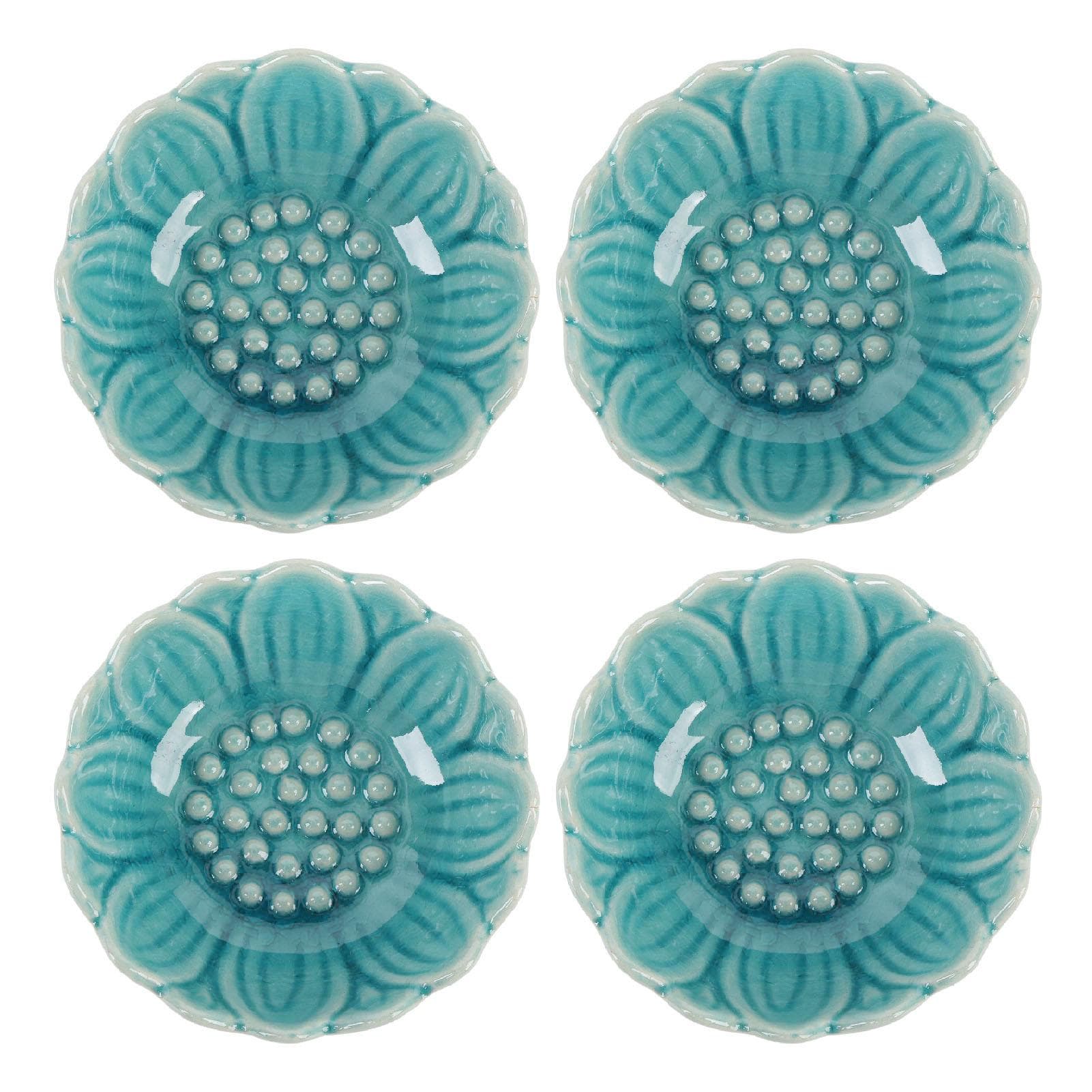 4 Pcs Ceramic Dish For Oil Burner Warmer Diffuser Bowl Holder Crackle Ice Pattern Essential Oil blue
