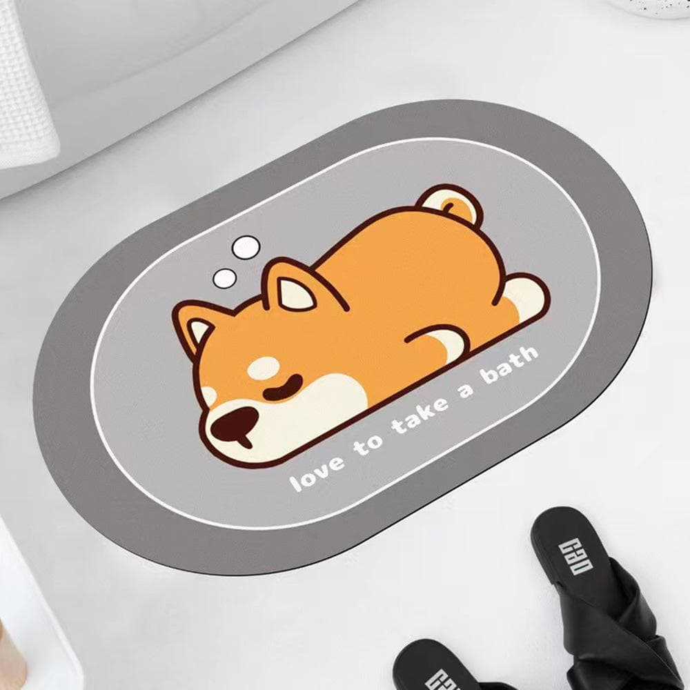 Diatomite Simple Cute Household Bathroom Toilet Soft Door Mat Cartoon Water-absorbent Non-slip Washable Foot Mats 40X60CM