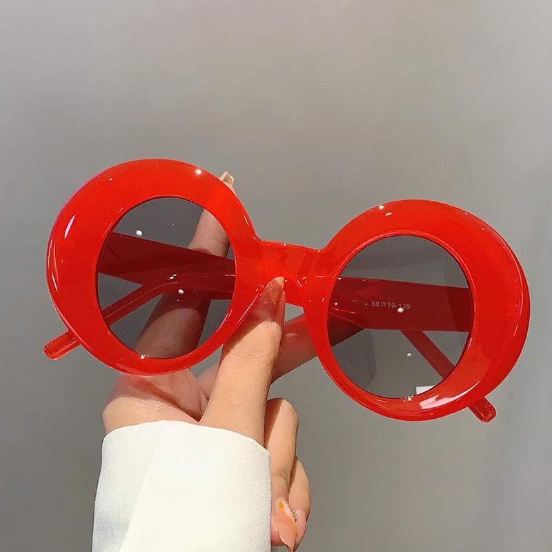 Vintage Big Round Sunglasses for Women Men Circular Sun Glasses Female Oval Eyewear Unisex Retro Shades MULTI