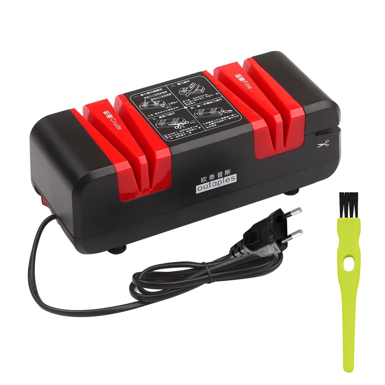Professional Electric Knife Sharpener Multifunctional Automatic Cut Sharpeners with 15-Degree Bevel EU Plug Set 1 red