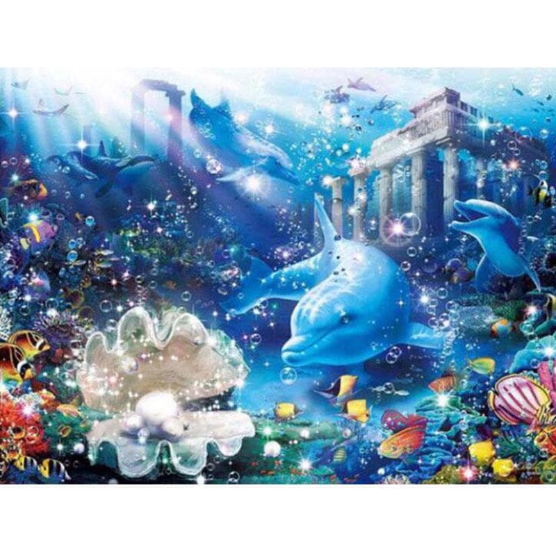 Dots Kits Dolphins Home Diamond Embroidery Diamond Painting Cross Stitch Rhinestone Home Decor 20X30CM