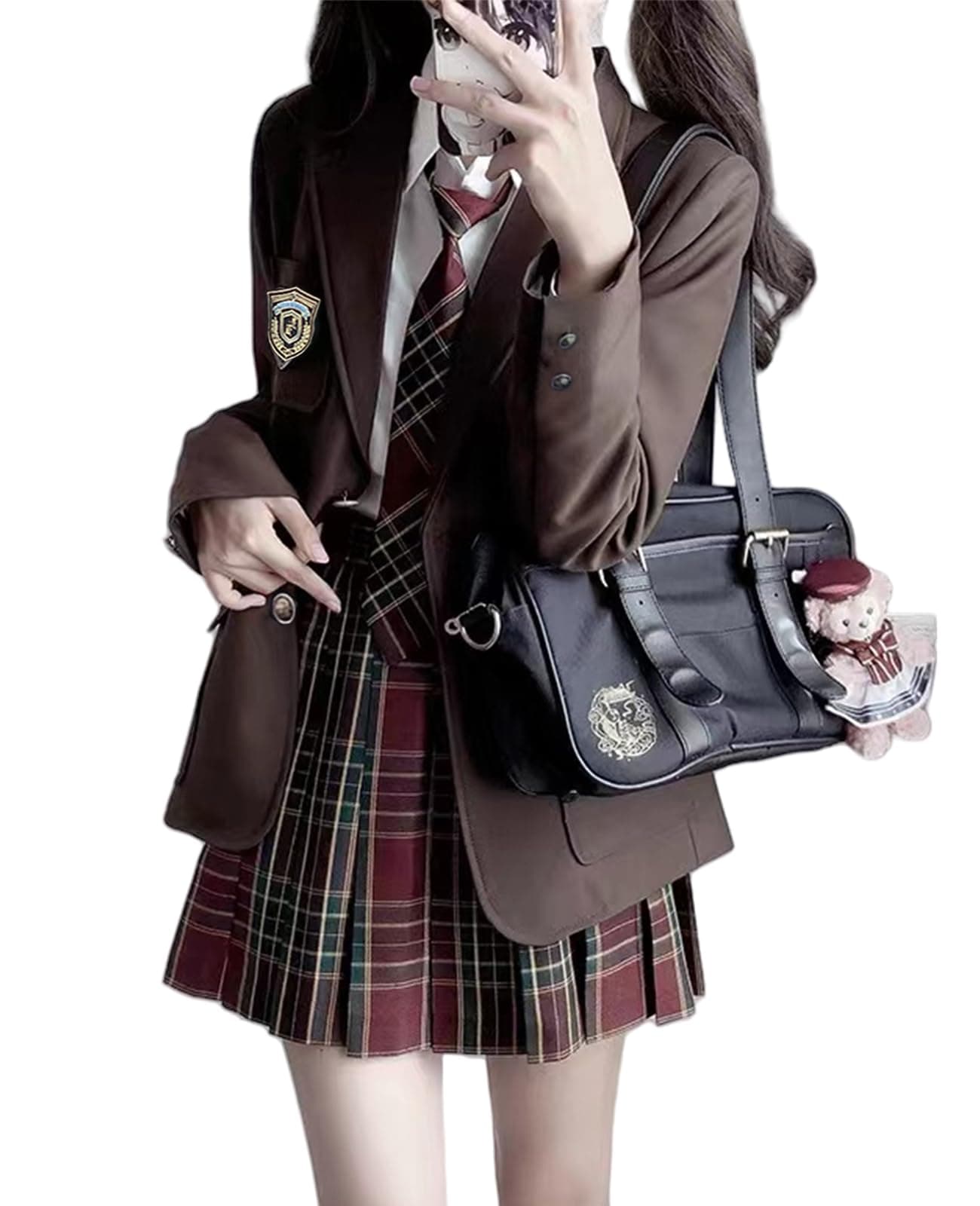 Cosplay School Uniform Set High School Girl JK High School Uniform Matching for Entrance Size S [KALAOK] - Uniform, Uniform, Costume, Women's Set, brown
