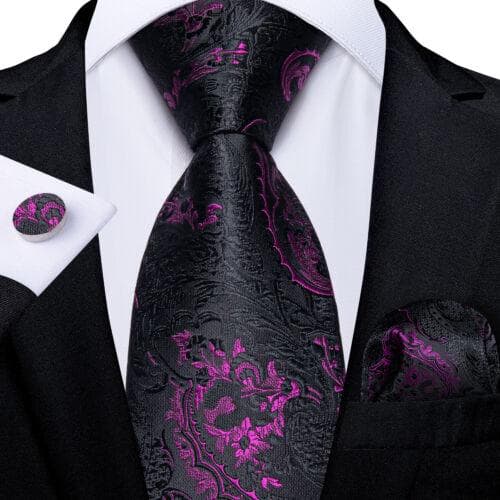 DiBanGu Mens Silk Necktie Set Striped Paisley Solid Tie Pocket Square Cufflinks N-7453