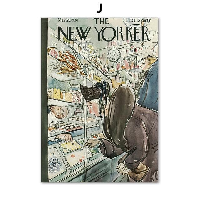 The New Yorker Posters and Prints Rero Wall Art Canvas Painting Wall Pictures for Living Room Decor Home Decoration No Frame 40*50cm