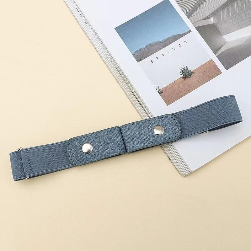 Adjustable Stretch Elastic Waist Band Invisible Belt Buckle-Free Belts for Women Men Jean Pants Dress No Buckle Easy To Wear light blue