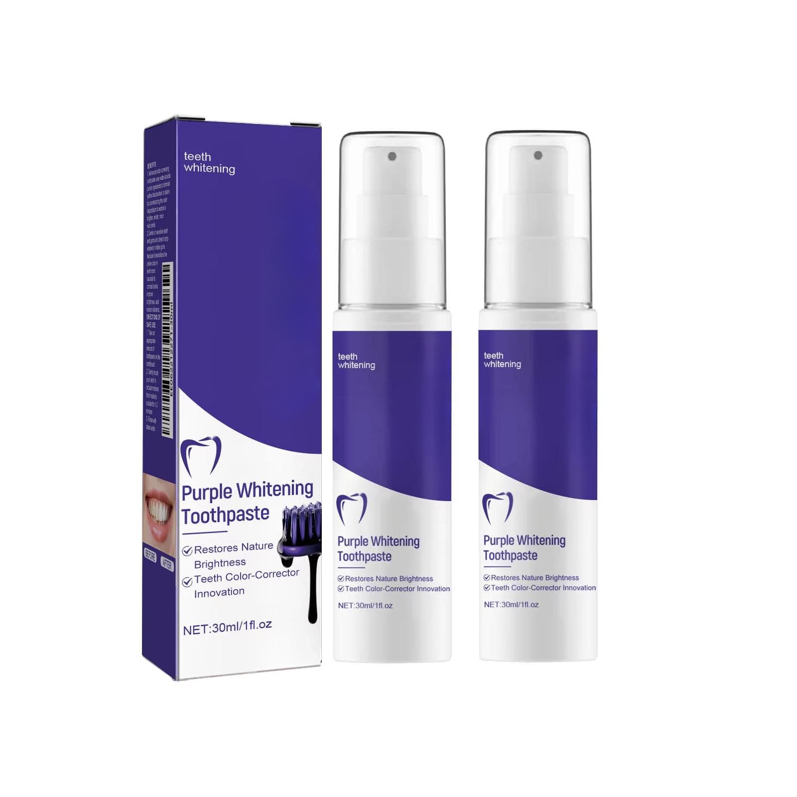 Teeth Whitening Toothpaste Serum Remove Plaque Stains Oral Hygiene Cleaning Dental Bleaching Tools Fresh Breath Tooth Care 2PCS