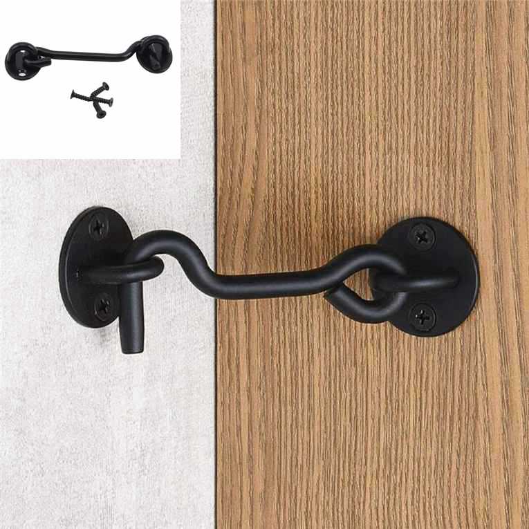 Vintage Door Window Hook Latch Hasp Shed Gate Door Wardrobe Windows Cabinet Hook Barn Door Hooks black