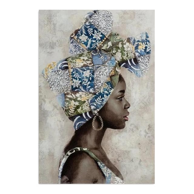 National Style Women Canvas Painting African Black Woman Abstract Wall Art Pictures Poster Modern Living Room Decor Prints Mural 20x30cm