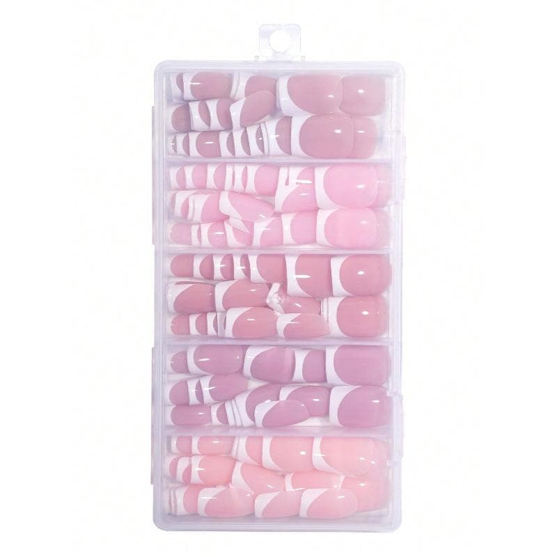 160pcs Short Square White French Fashion Design Full Cover Fake Nail Patch Pressed On Nail Art Supplies For Ladies Parties And Daily Wear Fake Nails