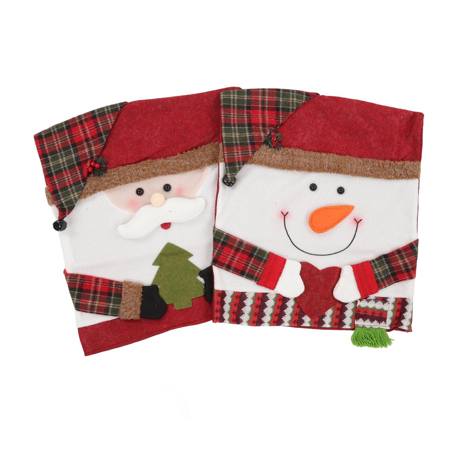 2pcs Christmas Chair Back Cover Decorative Non Woven Fabrics Old Man Snowman Theme Holiday Dinner