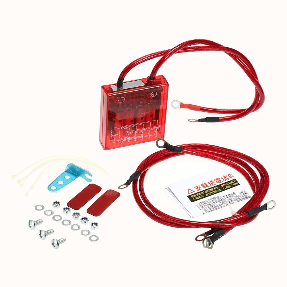 Car Digital Voltage Stabilizer Universal 12V Electric Voltage Regulator red