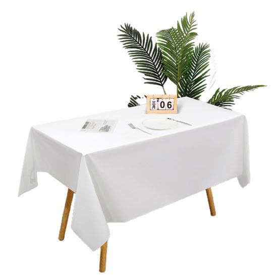 Disposable Tablecloth PE Material Thick Rectangular Table Cloth Easy to Use Solid Color Table Cover Birthday Party Decoration A white