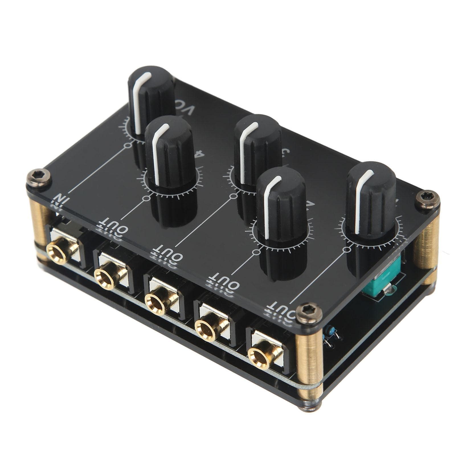 Mini Stereo Audio Mixer 4 Channel Acrylic Metal Sensitive Black Audio Mixer for Tape Player