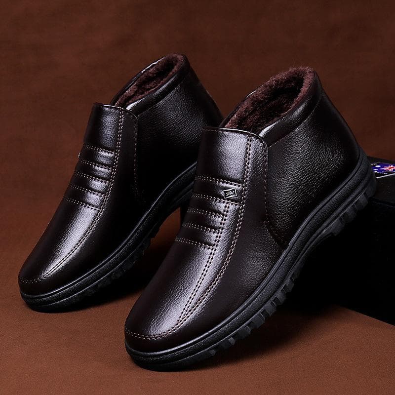 Men's Cotton Shoes Winter Warm Leather Cotton Shoes Men's Fleece Thickened Middle-aged and Elderly Casual Shoes Men's Cotton Shoes 45