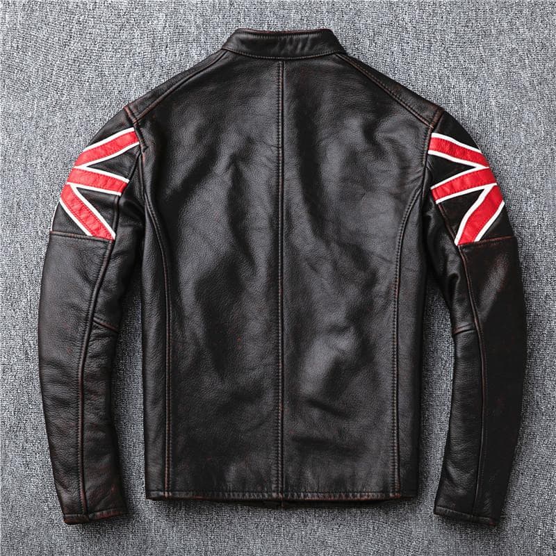 Old Vintage First-layer Cowhide Leather Jacket Men's Trendy Stand-up Collar Leather Jacket XXXXL