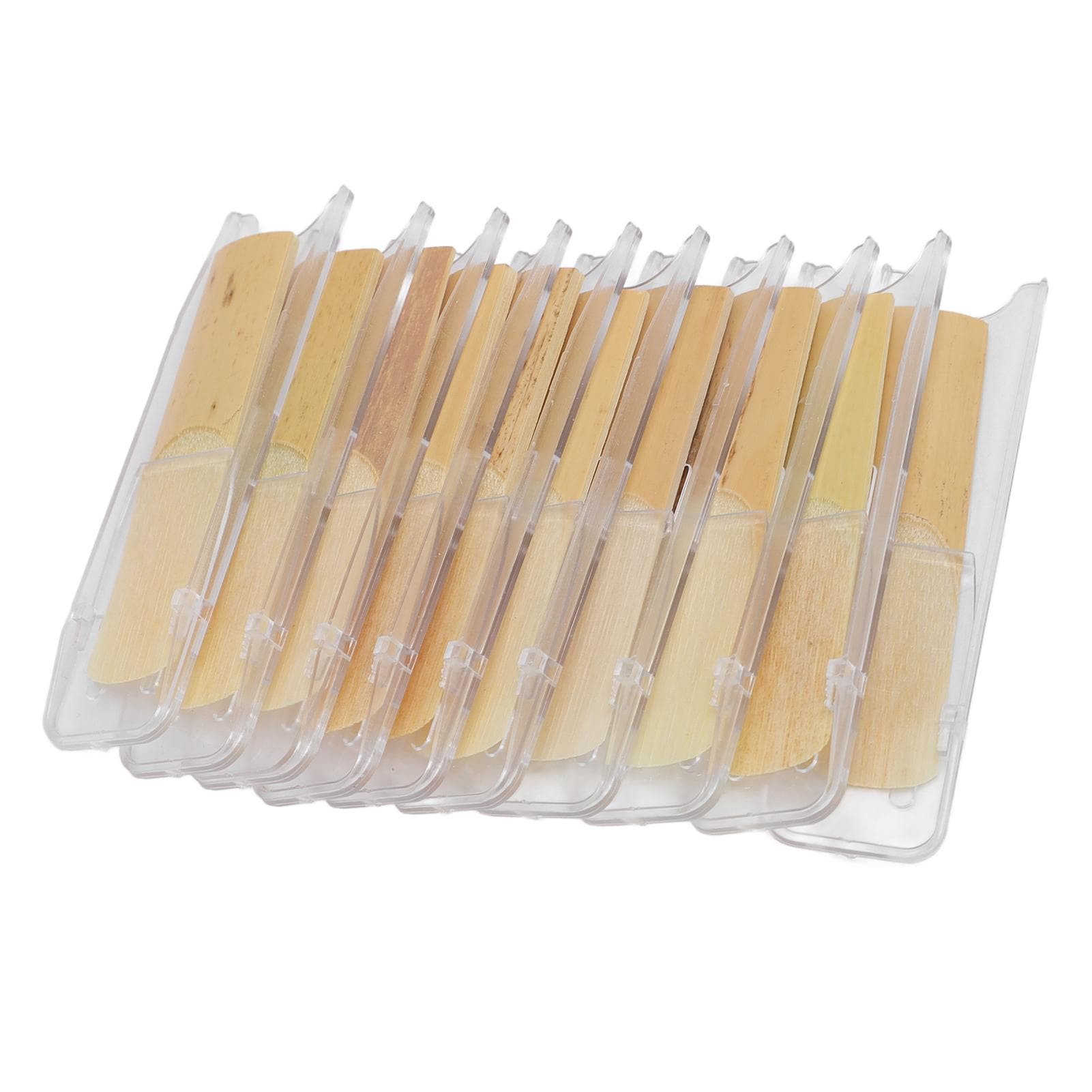 10 Pcs Eb Saxophone Reeds Strength 3.0 Medium Hardness Sax Reeds with Individual Clip