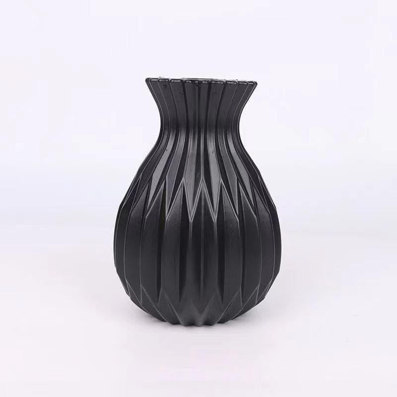 1 Pcs Nordic Flower Vase Imitation Ceramic Plastic Flower Vase Living Room Desktop Decoration Wedding Centerpiece Arrangement black
