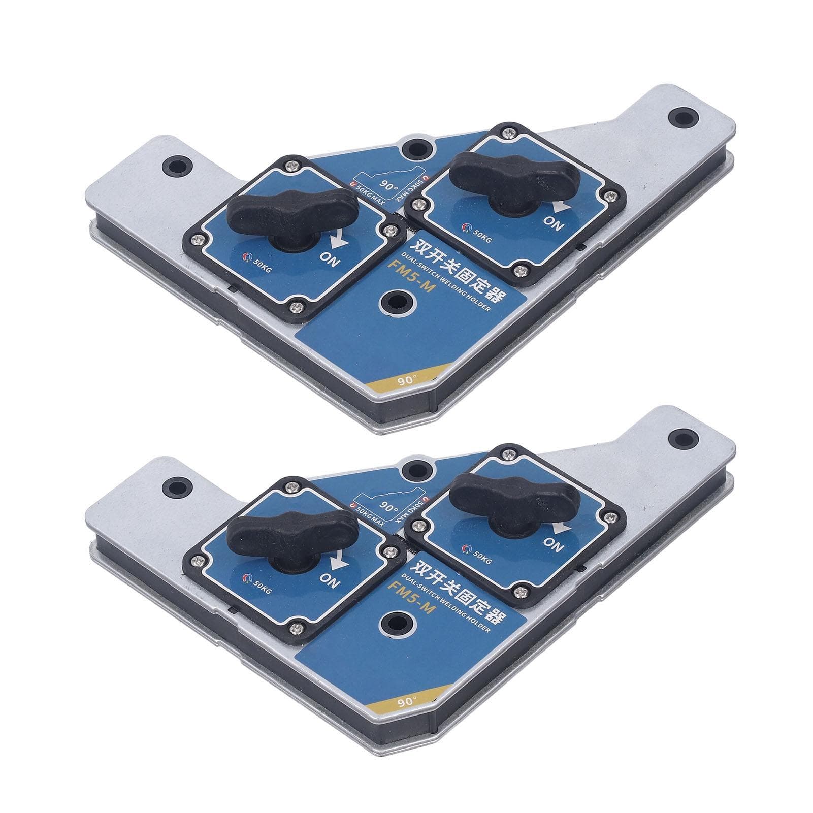 2Pcs Dual Switch Welding Holder 50KG Strong Magnetism 90 degrees  Welding Fixture for Steel Iron Plate