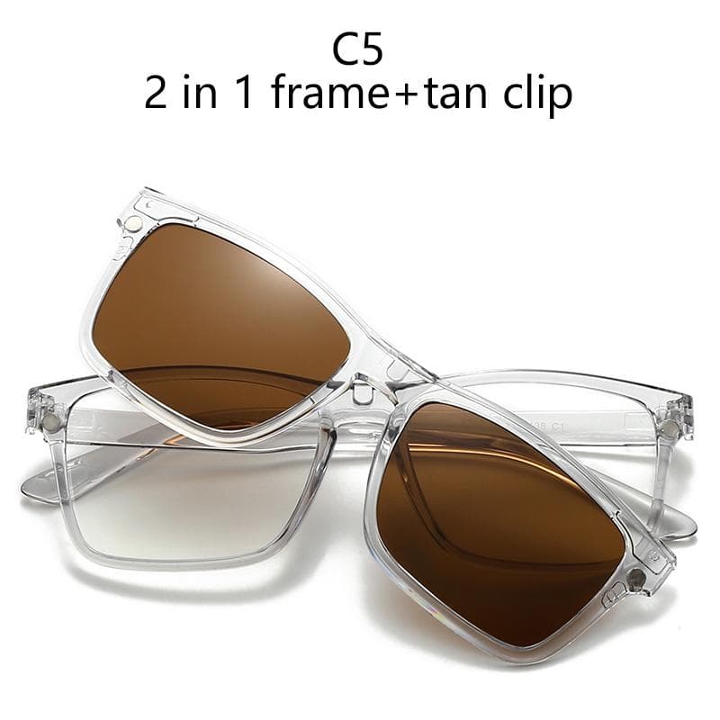 Magnetic Clip On Sunglasses Multiple Lens Transparent Grey Colorful Nearsighted Glasses UV Protection SHOW AS PICTURE